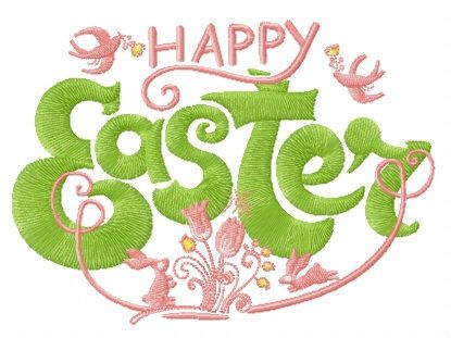Happy Easter composition machine embroidery design