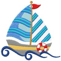 Bright small sailboat embroidery design