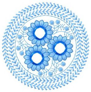 Blue round flower embroidery design