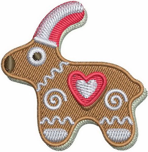 Gingerbread deer machine embroidery design