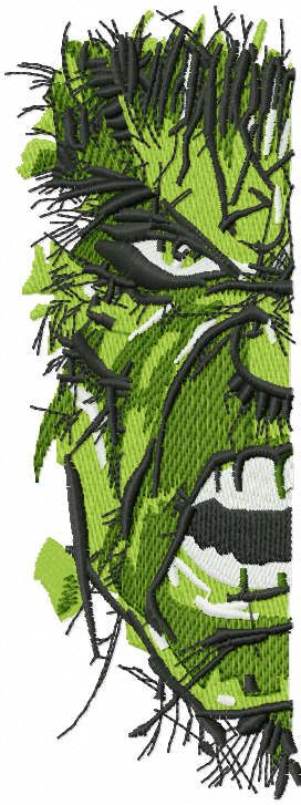 Incredible hulk art half face embroidery design