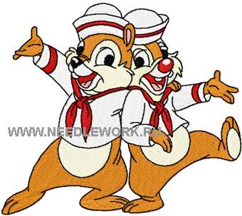 Chip & Dale happy together machine embroidery design