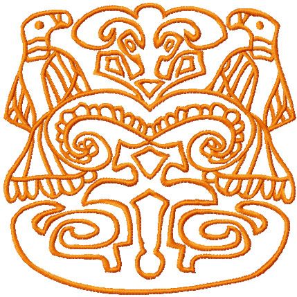 Two Maya birds free embroidery design