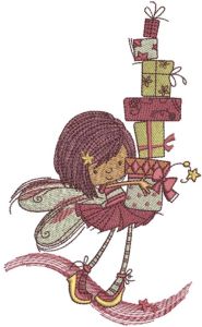 Fairy with gifts embroidery design