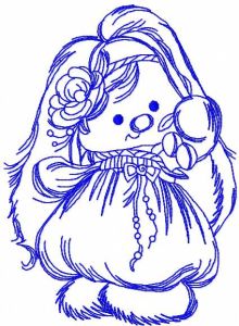 Bunny yoke embroidery design