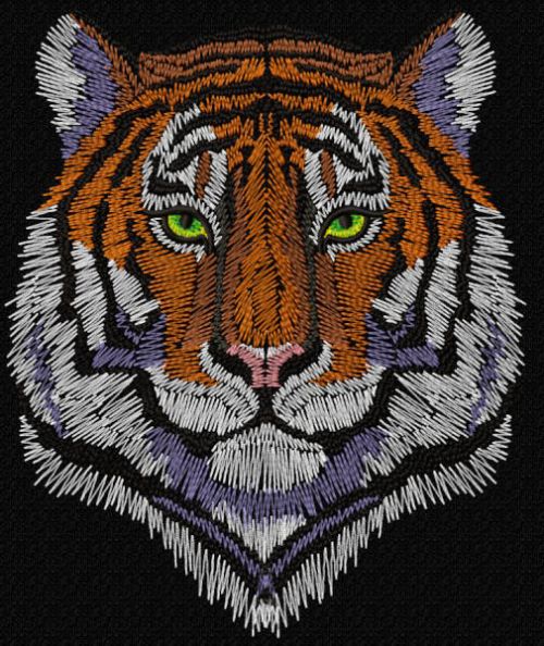 Tiger muzzle black background free embroidery design