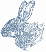 Fancy bunny sketch embroidery design