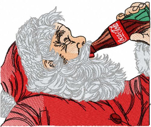 Santa Claus drink coca cola embroidery design