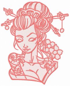 Shy geisha 6 embroidery design