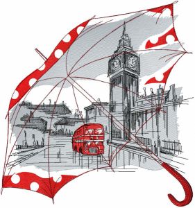 London umbrella embroidery design