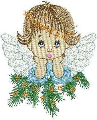Thoughtful christmas angel machine embroidery design
