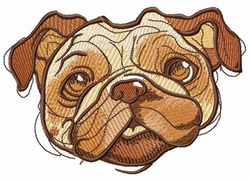 Trustful pug-dog machine embroidery design