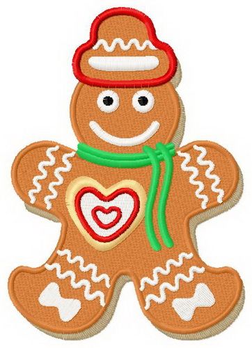 Gingerbread snowman machine embroidery design
