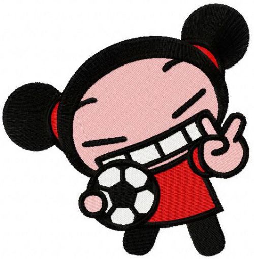 Pucca football player machine embroidery design