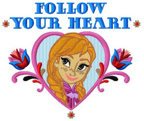 Follow your heart machine embroidery design