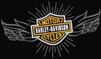 Harley Davidson wings logo embroidery design