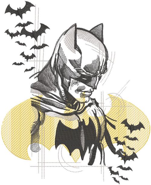 Batman sketch art embroidery design