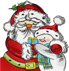 Santa and snowman 2 embroidery design