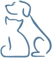 Cat and Dog outline free embroidery design