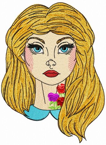 Alice with floral tattoo machine embroidery design