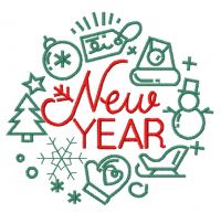 New Year embroidery design
