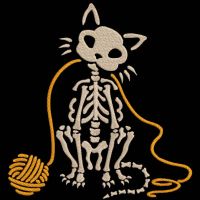 Halloween Skeleton Cat embroidery design