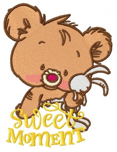 Baby bear with toy 3 machine embroidery design