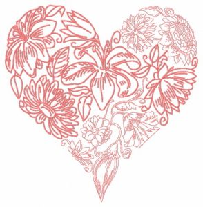 Floral heart 5 embroidery design