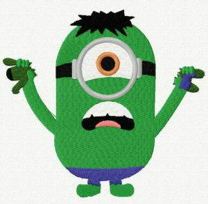 Minion as Hulk embroidery design