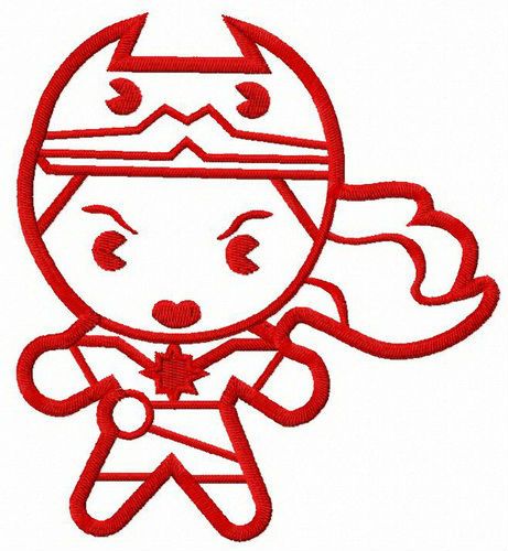 Small chibi Wonder Woman machine embroidery design