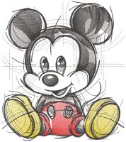 Mickey baby is ready to play embroidery design