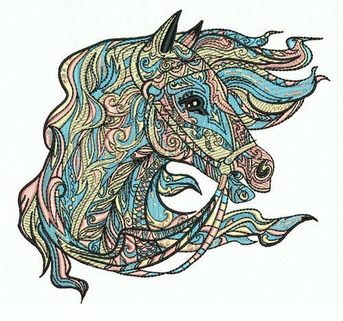 Mosaic horse 8 machine embroidery design