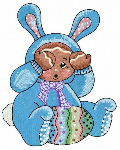 Gingerbread boy in bunny costume machine embroidery design