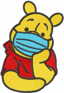 Winnie pooh in mask embroidery design