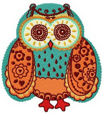 Fat owl machine embroidery design
