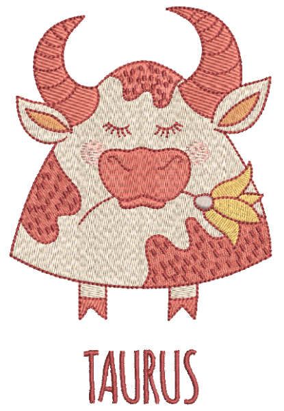Taurus zodiac sign embroidery design