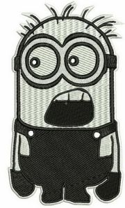 Black and white Minion embroidery design
