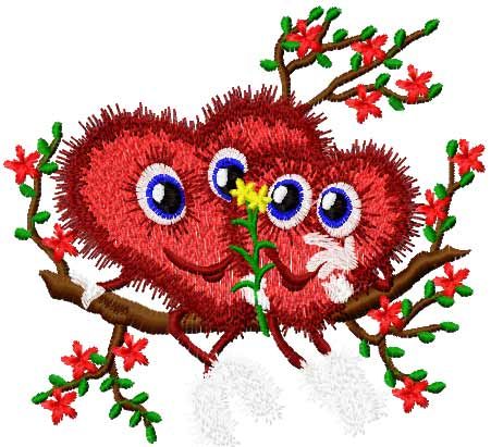 Two happy hearts free embroidery design