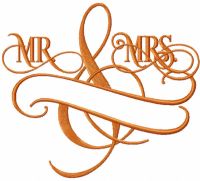 Mr and Mrs monogram embroidery design