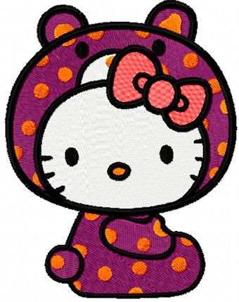 Hello Kitty Bear Costume machine embroidery design