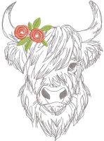 Summer cow embroidery design