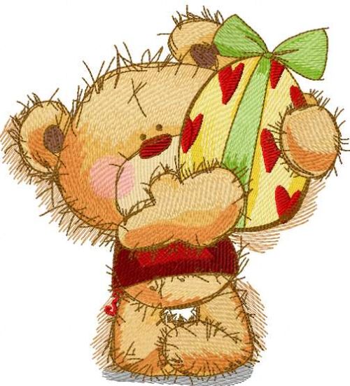 Teddy Bear with easter egg machine embroidery design