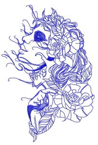 Witch and full moon one color embroidery design