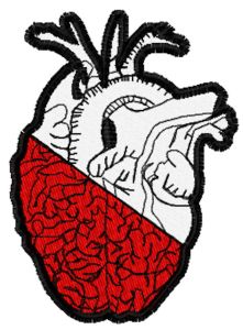 Brain heart embroidery design