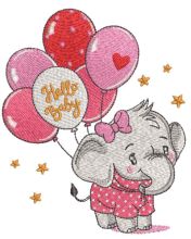 Baby elephant with balloons
