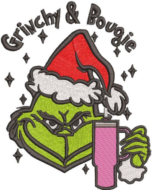 Grinchy And Bougie embroidery design