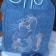 Blue embroidered bag with funny cat