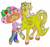 Strawberry Shortcake with Honey Pie Pony embroidery design