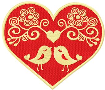 Two Lovebirds machine embroidery design