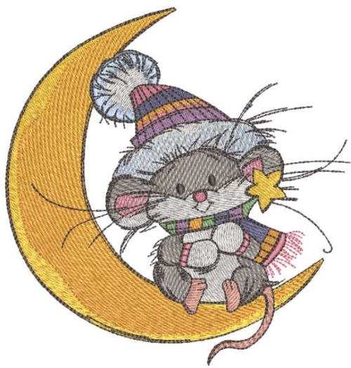 Swinging on the moon embroidery design
